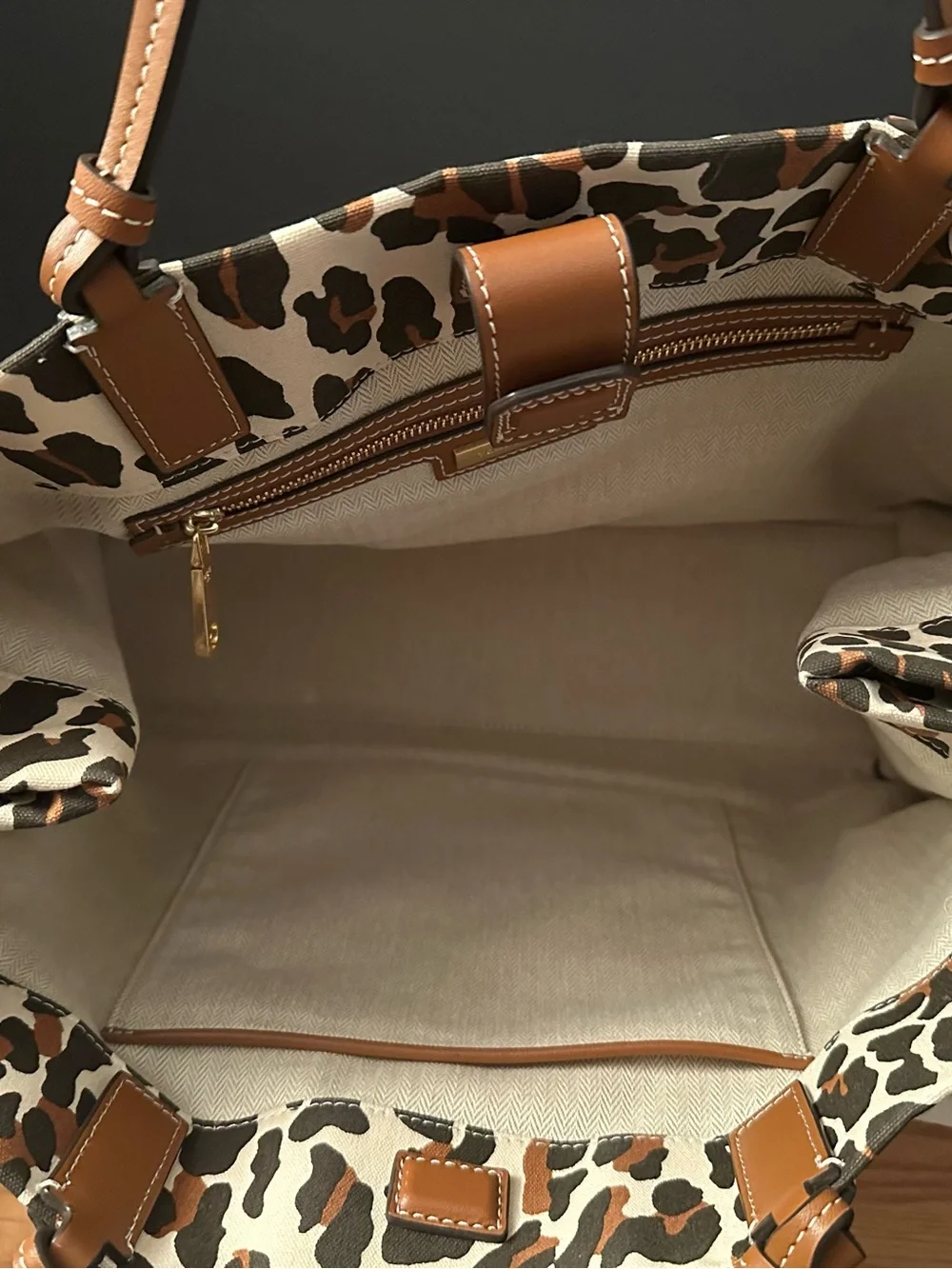 Tory Burch Ella Leopard Canvas Tote Large